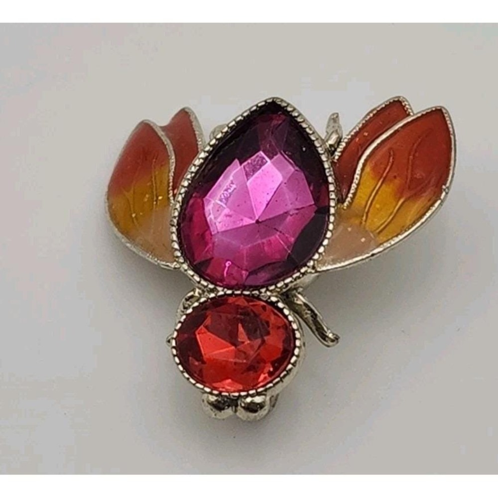 Vintage signed BW Avon Pin‎ Rhinestone Enamel Wing Bee Insect Bug Brooch